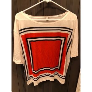 J. Crew Color-block Navy/Red Square Tee